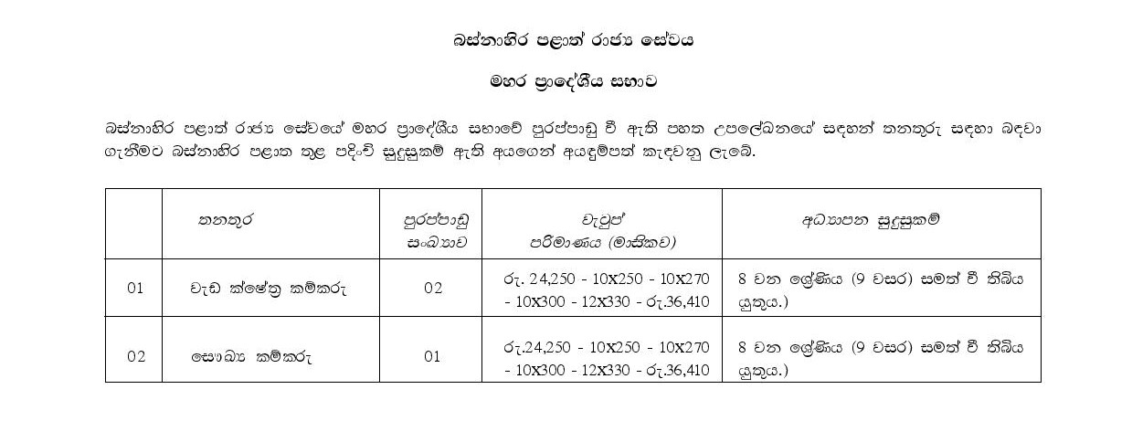 Work Field Labourer, Sanitary Labourer - Mahara Pradeshiya Sabha